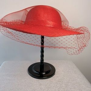 RED Wide Brim Hat for Special Occasions!